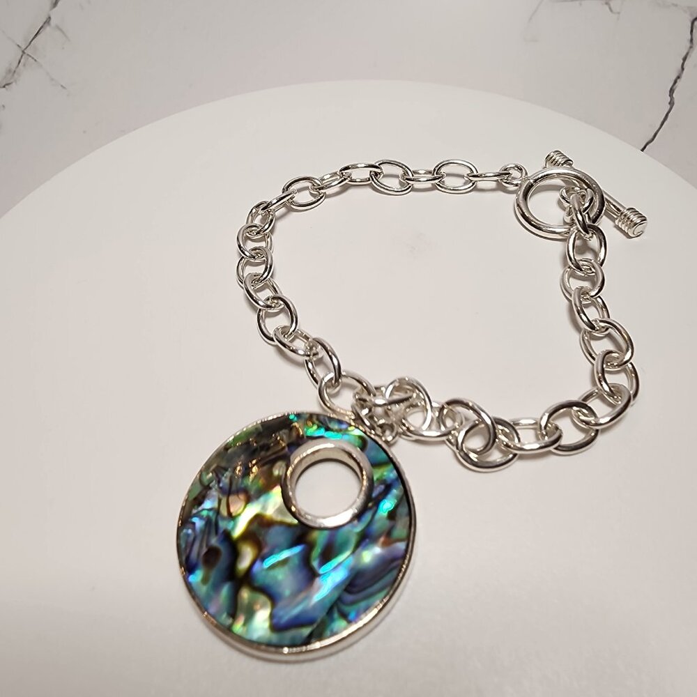 925 Silver Abalone Toggle Bracelet - image 5